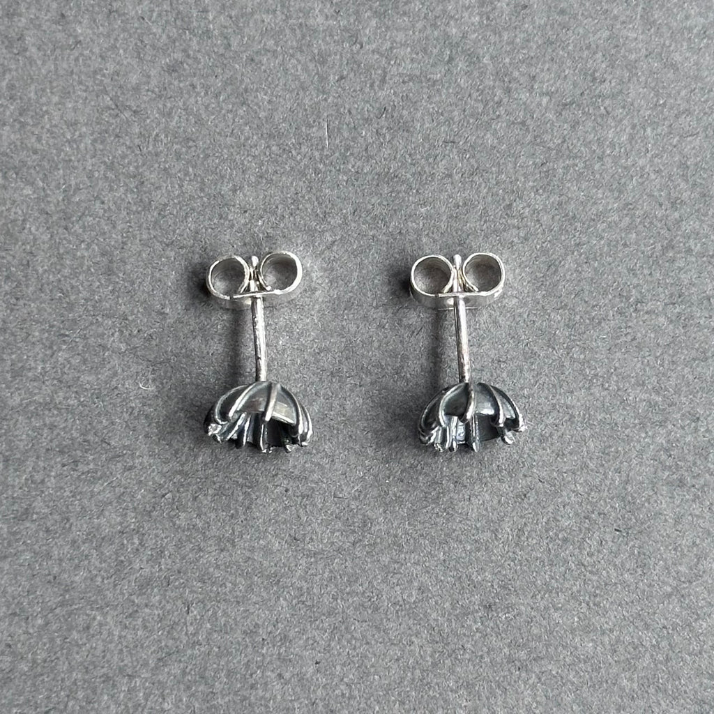Poppy Seed Studs - Oxidised Silver