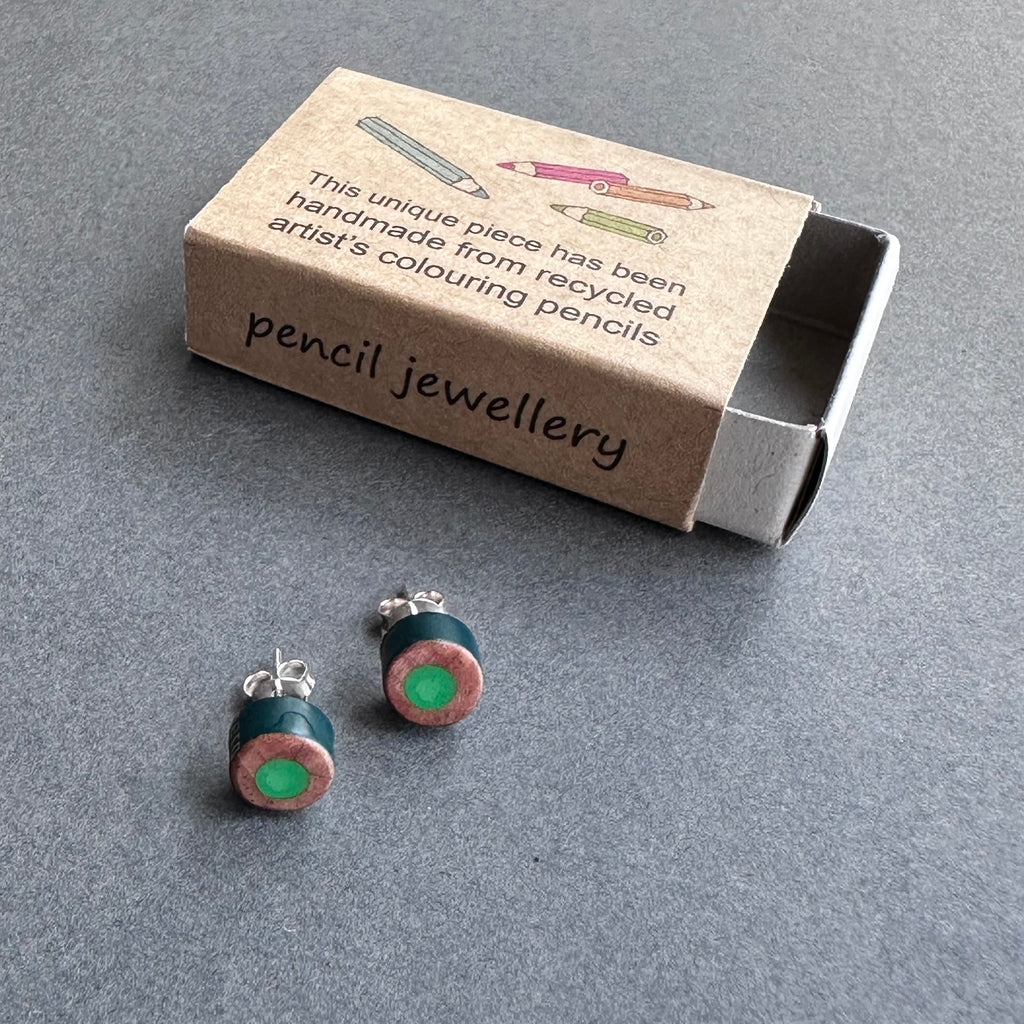 Pencil Stud Earrings - Emerald Green