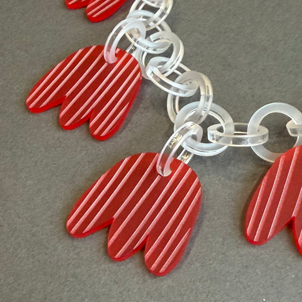 Tulip Chain Necklace - Red & White
