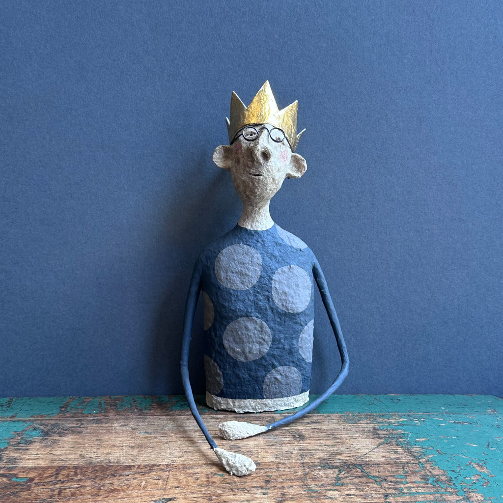 Paper Mache Sculpture - Henry the King with Spotty Top