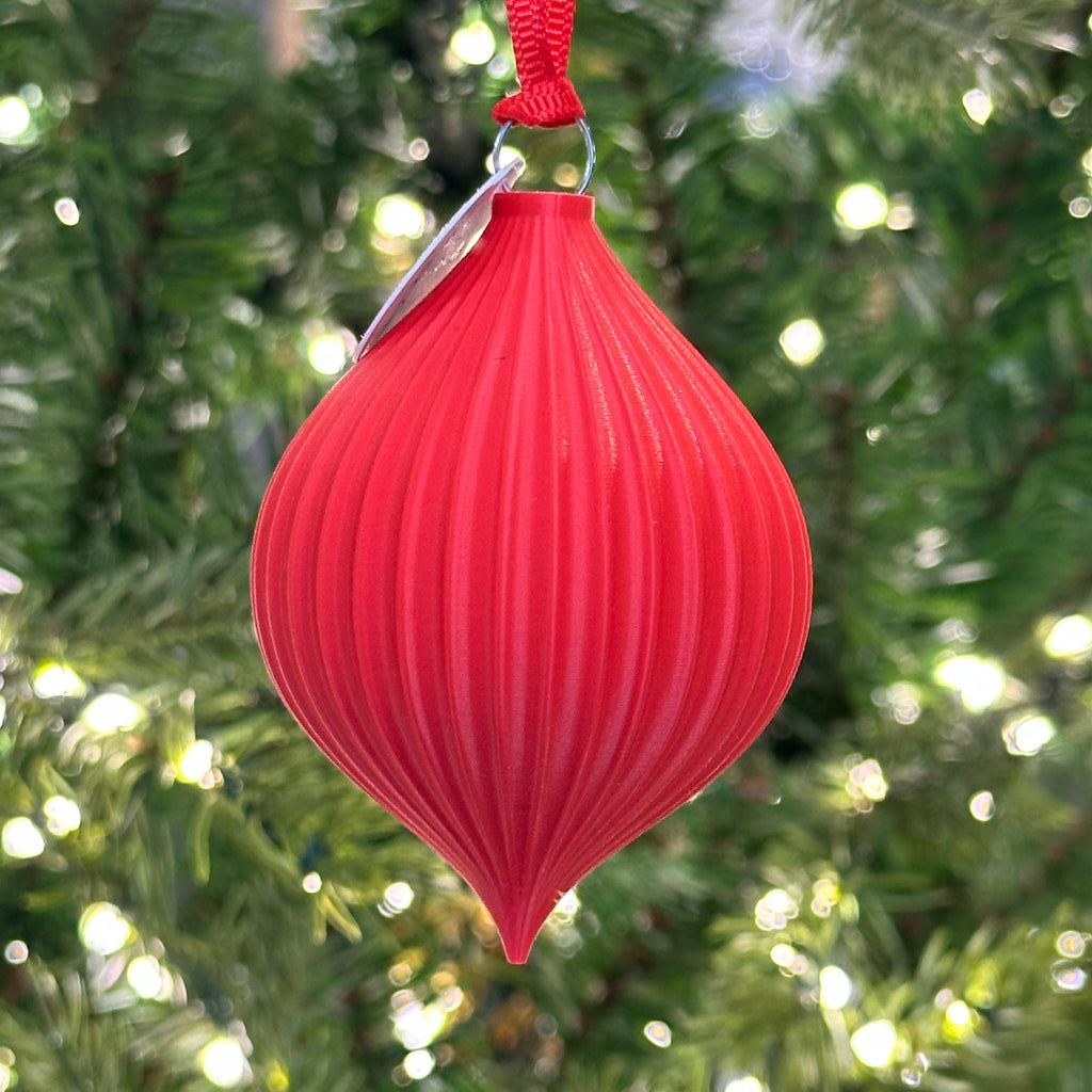 3D Printed Bauble - Rhubarb - Droplet
