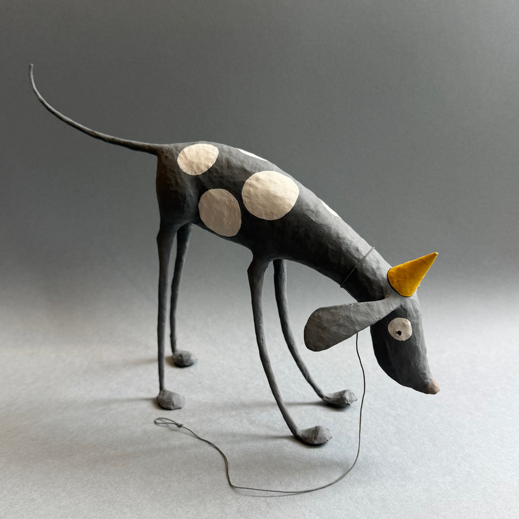 Paper Mache Sculpture ‘Rupert the Dog with Party Hat’