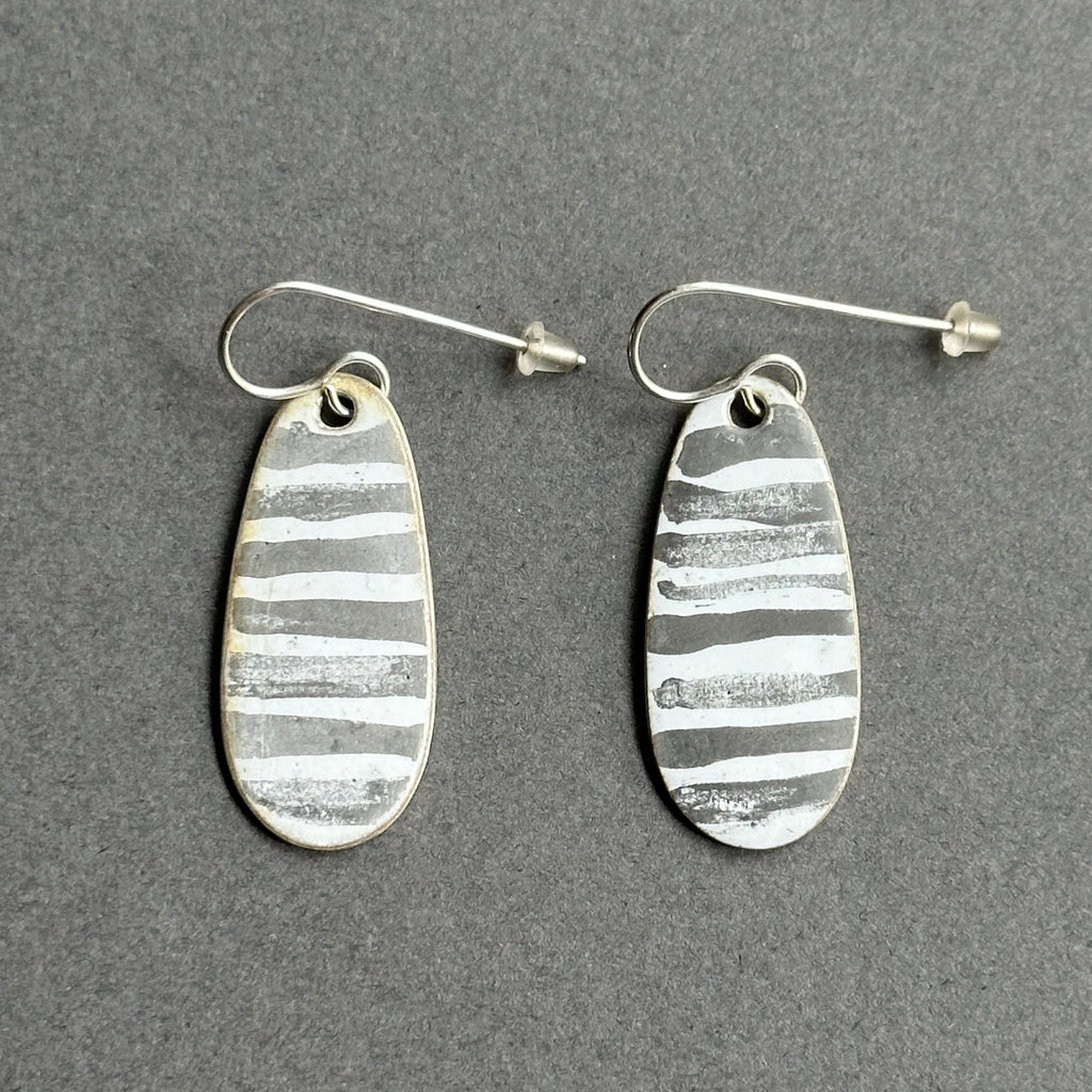 Earrings Long Oval Enamel Drops #A