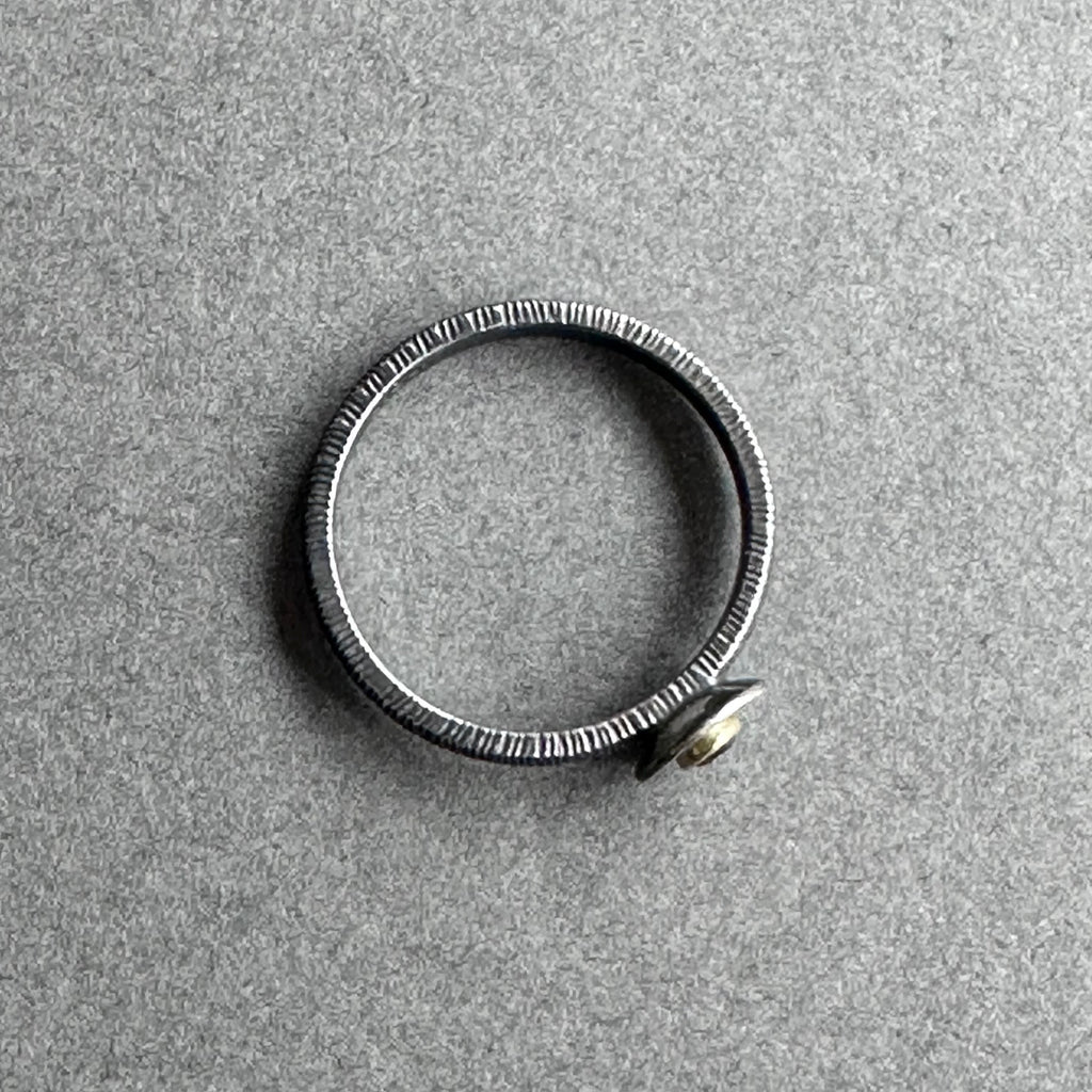 Ring - Oxidised Silver, Gold & Black Sapphire