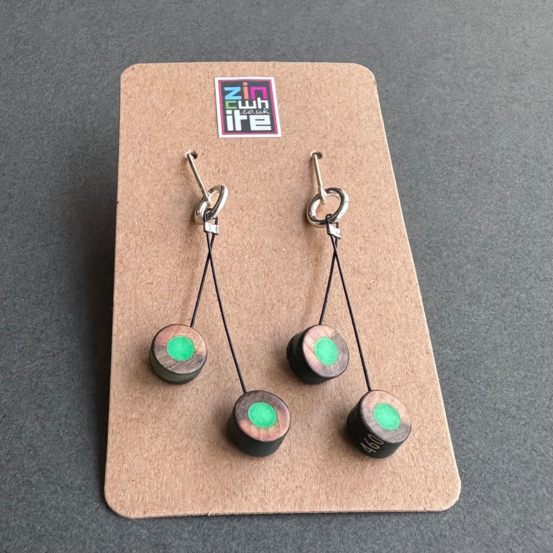 Cherry Pencil Earrings - Emerald Green