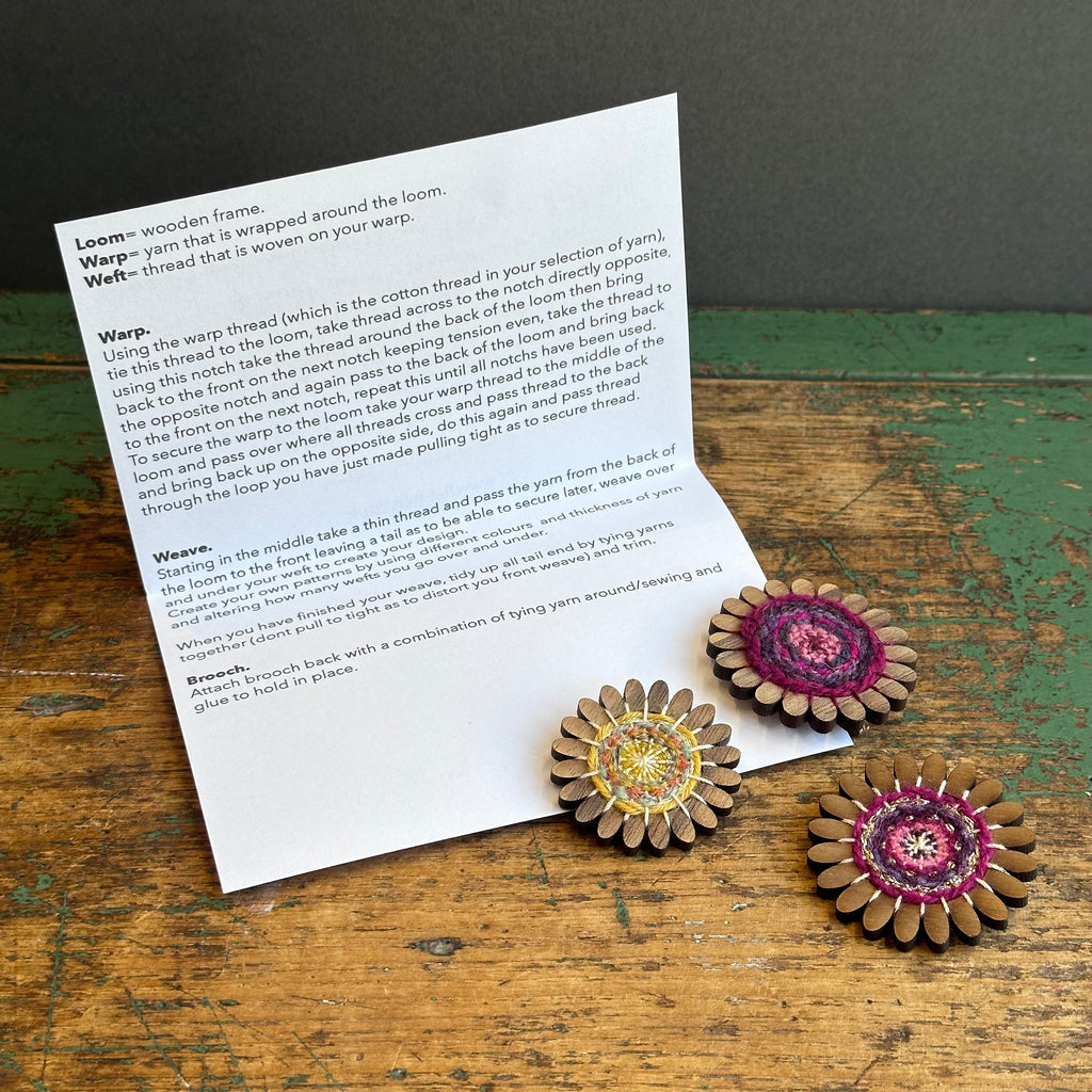 Brooch Kit - Flower - Shetland Wool - Green/Blue/Aqua