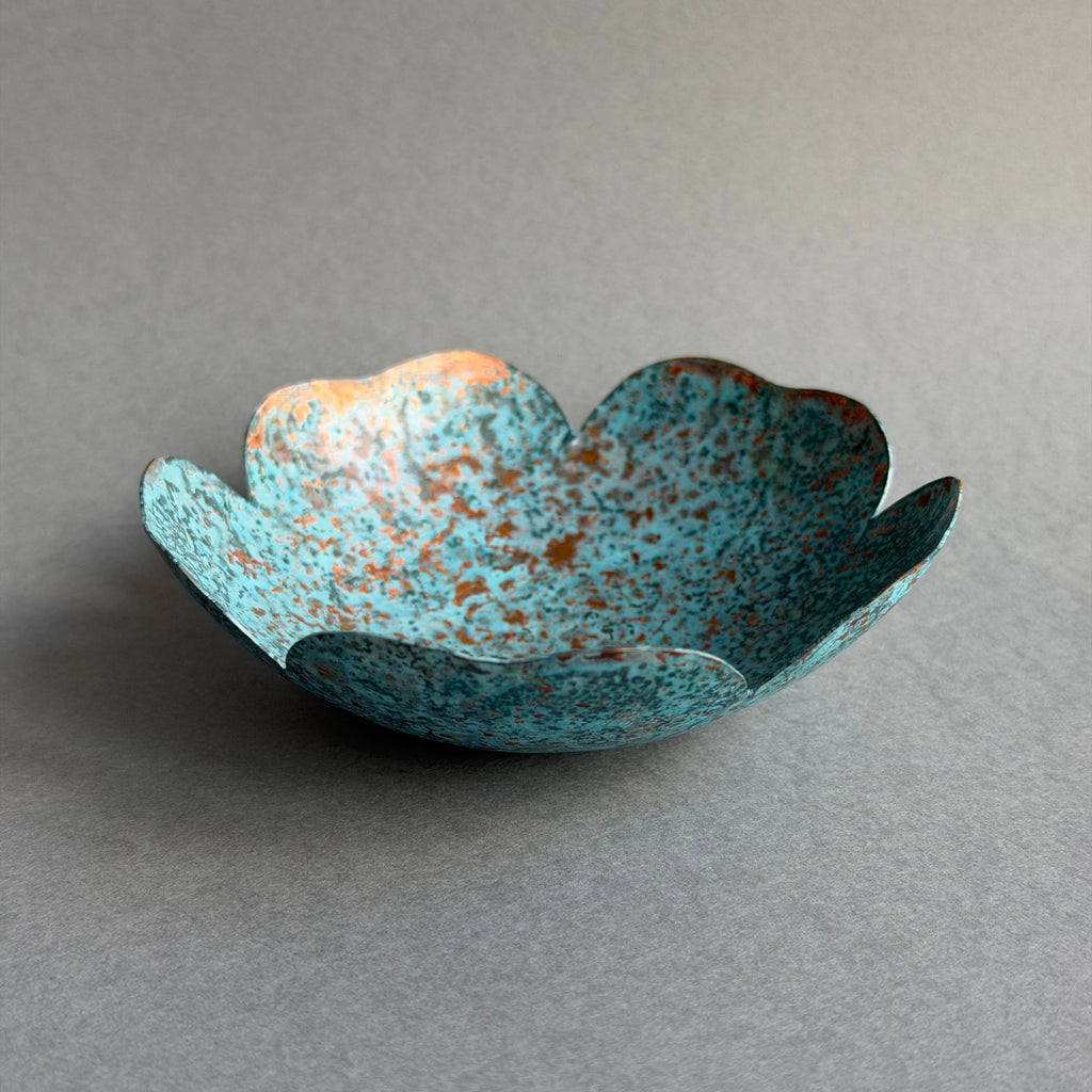Patinated Copper Petal Dish - 10.5cm