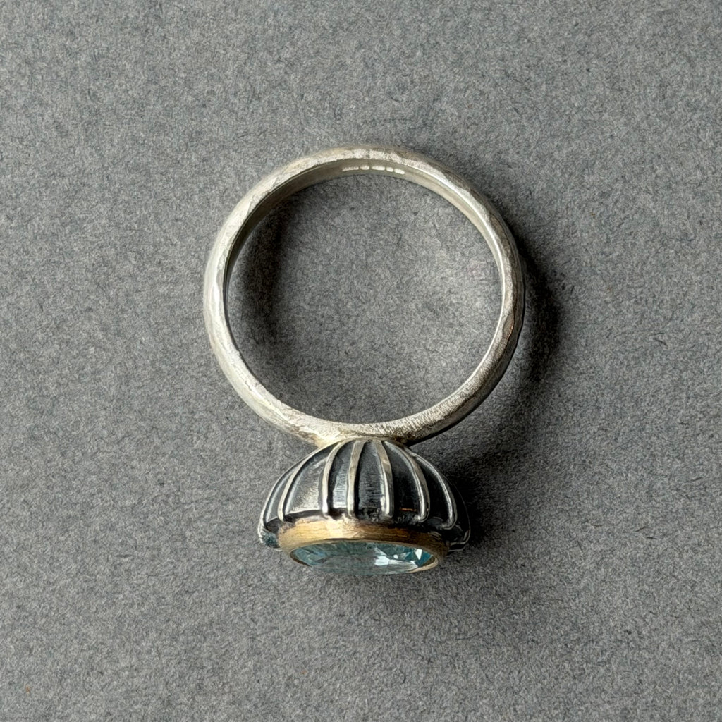 Ring - 10mm - Silver, Gold & Sky Blue Topaz
