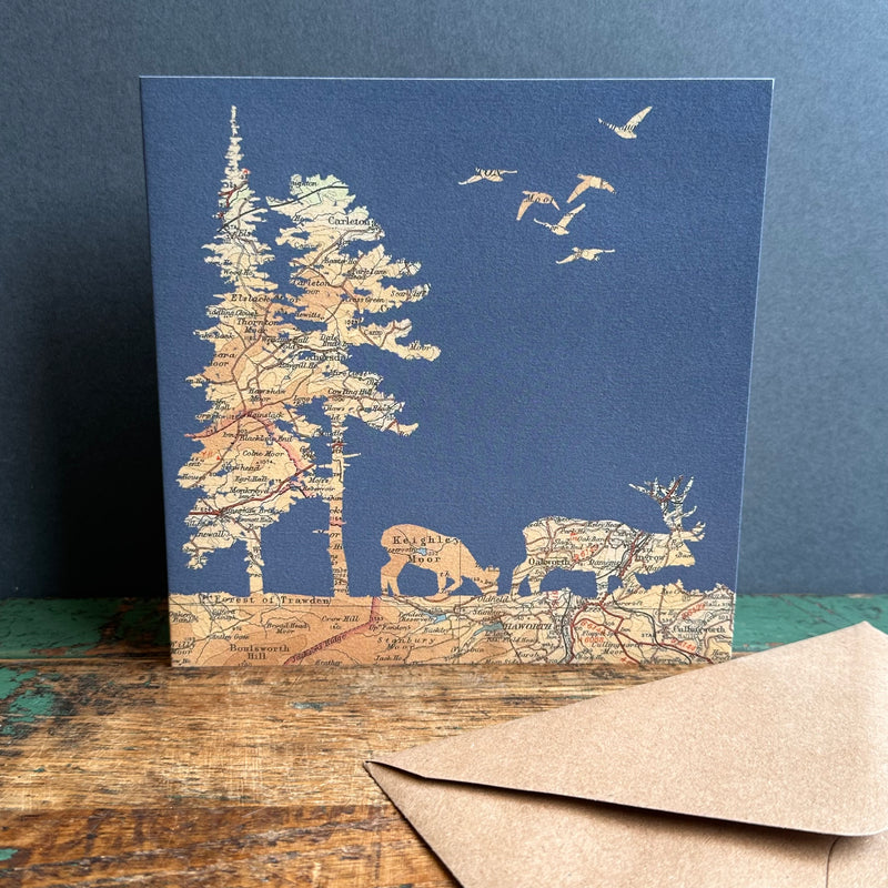 Haworth Map Card ‘Winter Deer’