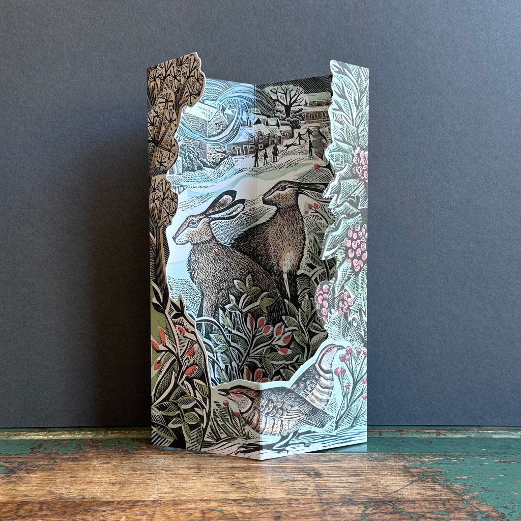 Die-Cut Card - Angela Harding - Watching Hares