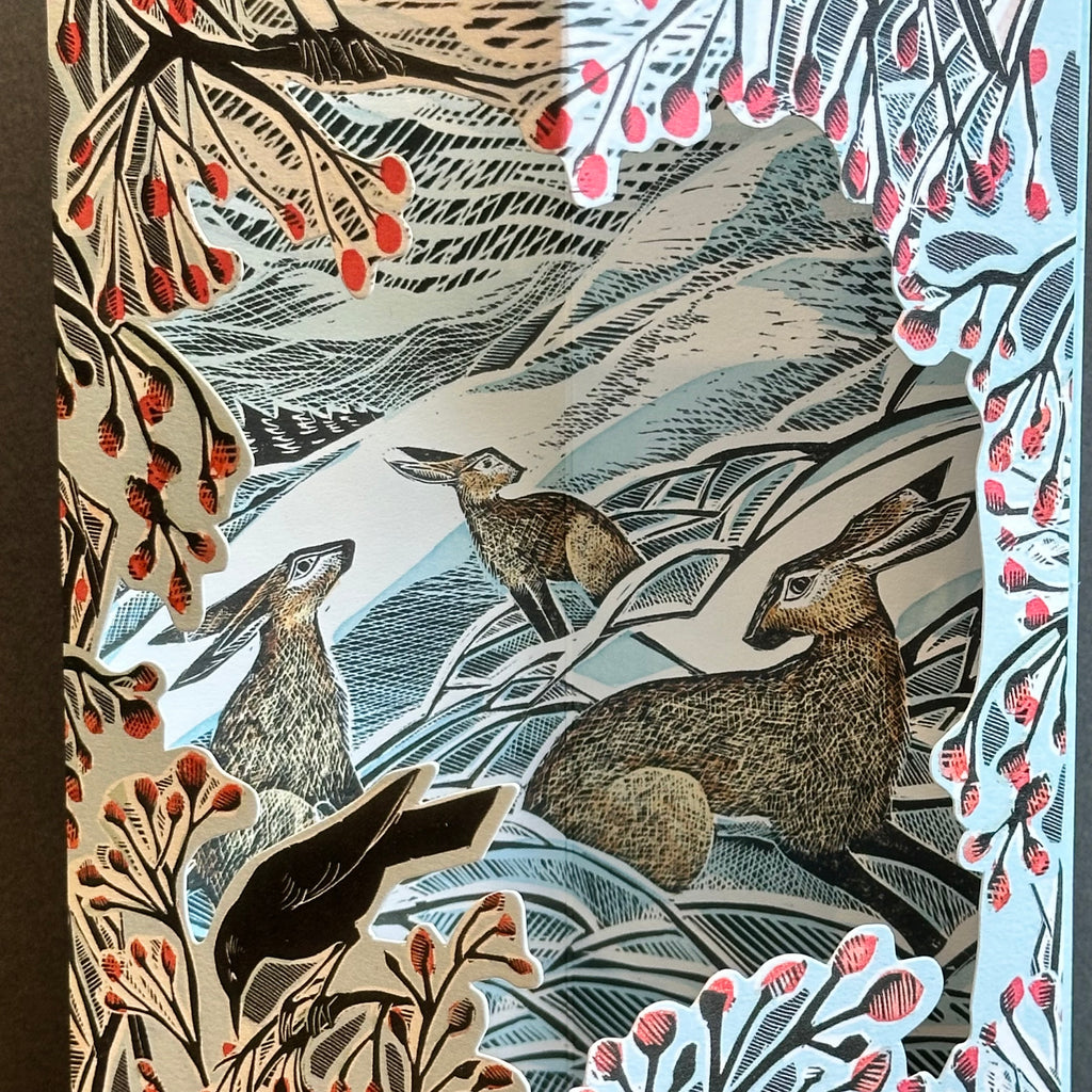 Die-Cut Card - Angela Harding - Hares In Conversation