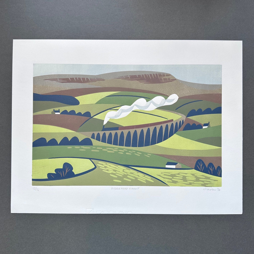 Linocut Print - Ribblehead Viaduct - Unframed