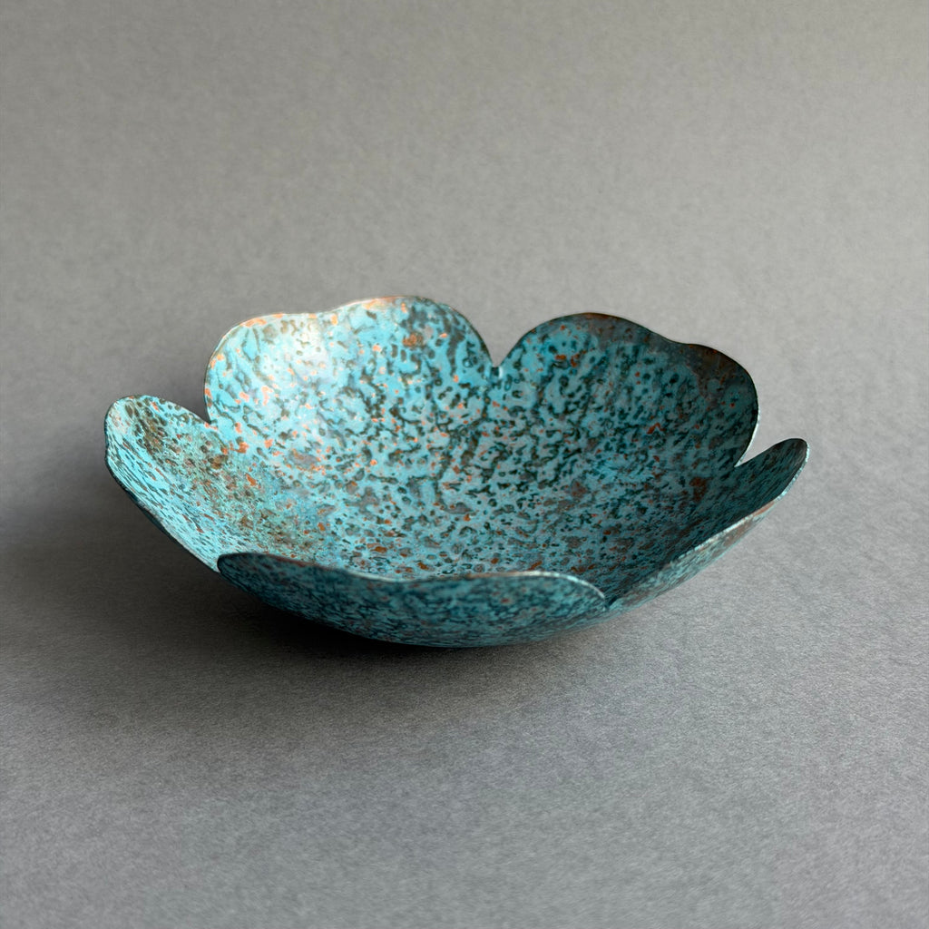 Patinated Copper Petal Dish - 10.5cm