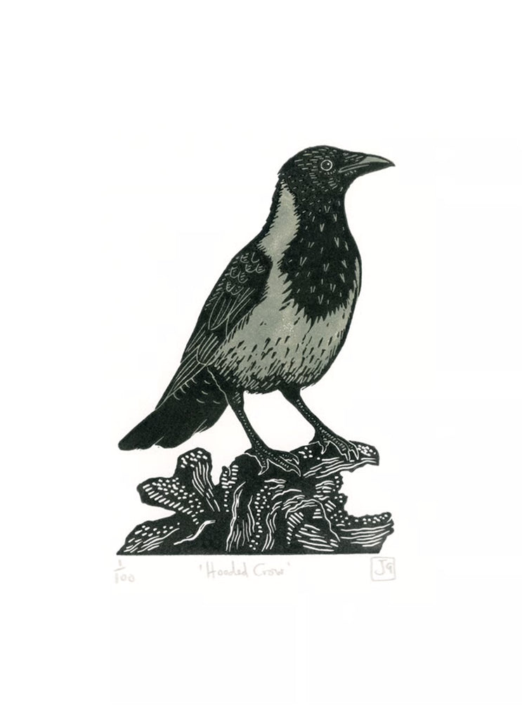A4 - Hooded Crow - Linocut - Unframed