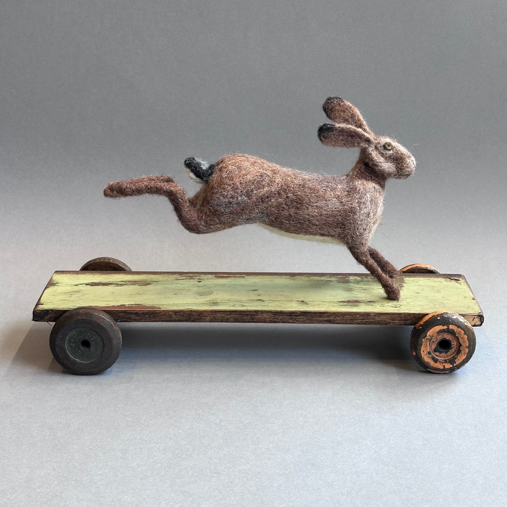 Needle Felted 'Running Hare' #C