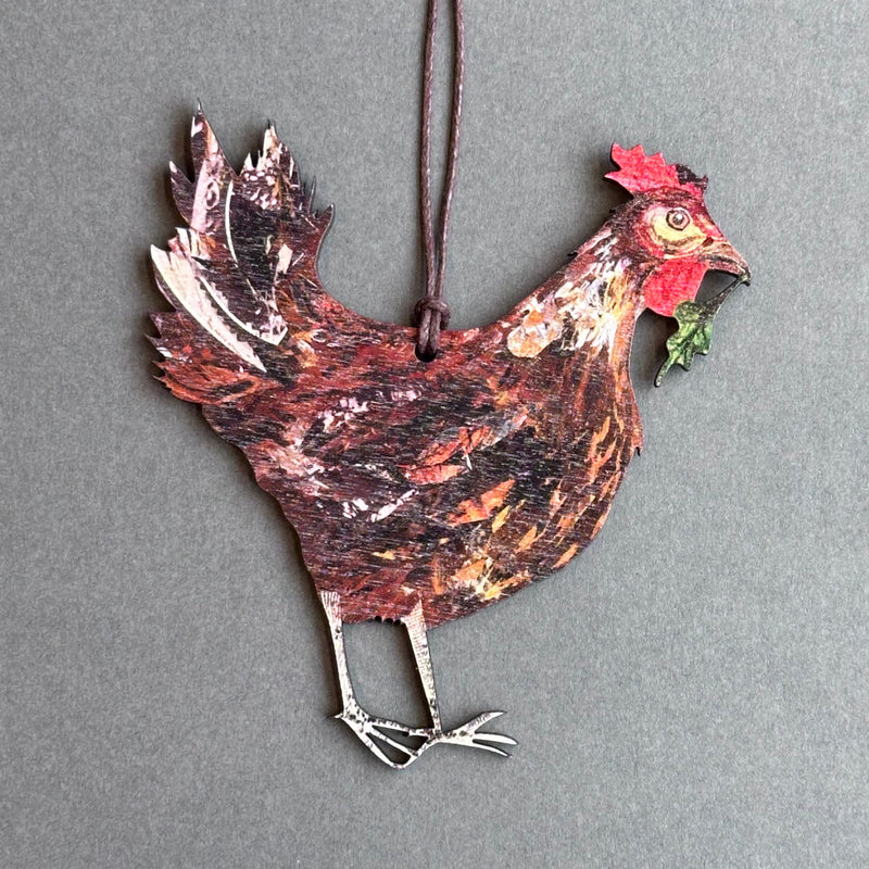 Wooden Decoration - Brown Hen