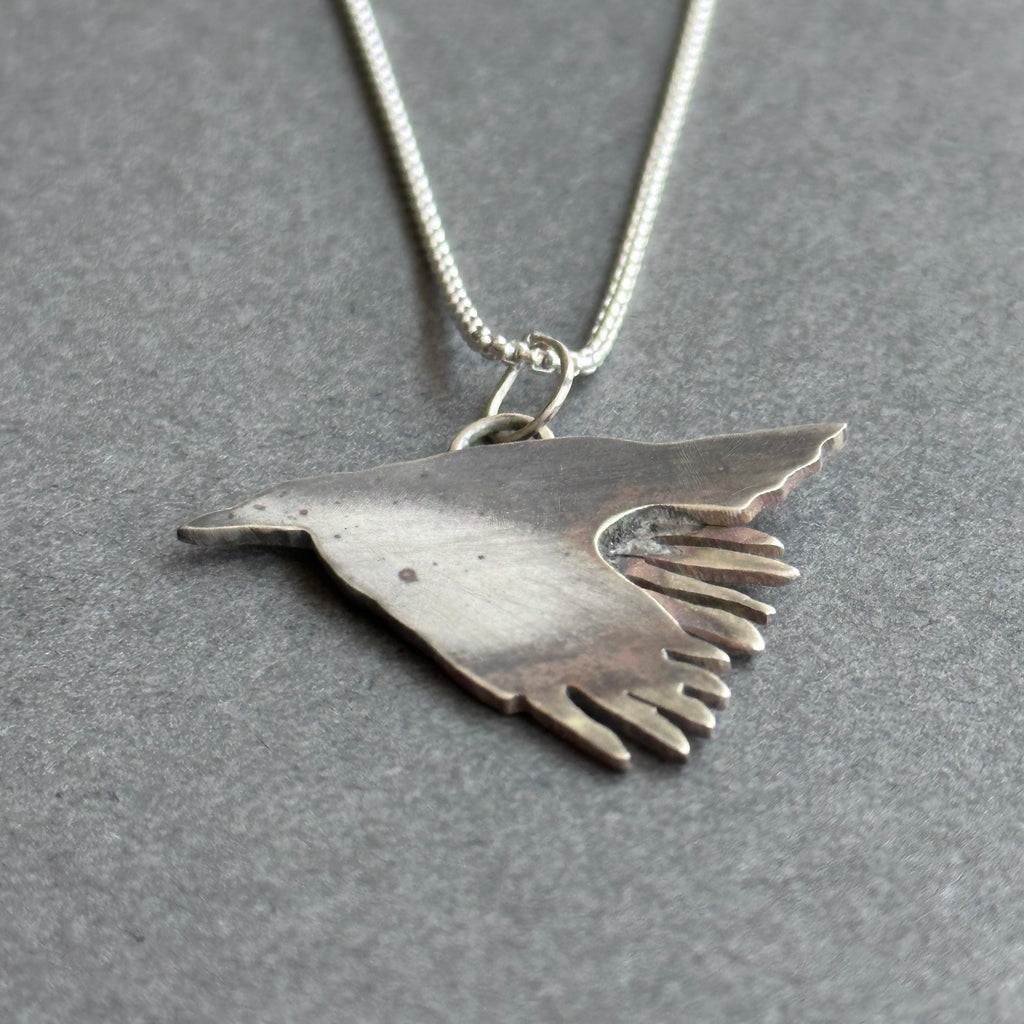 Sterling Silver Pendant - Raven in Flight