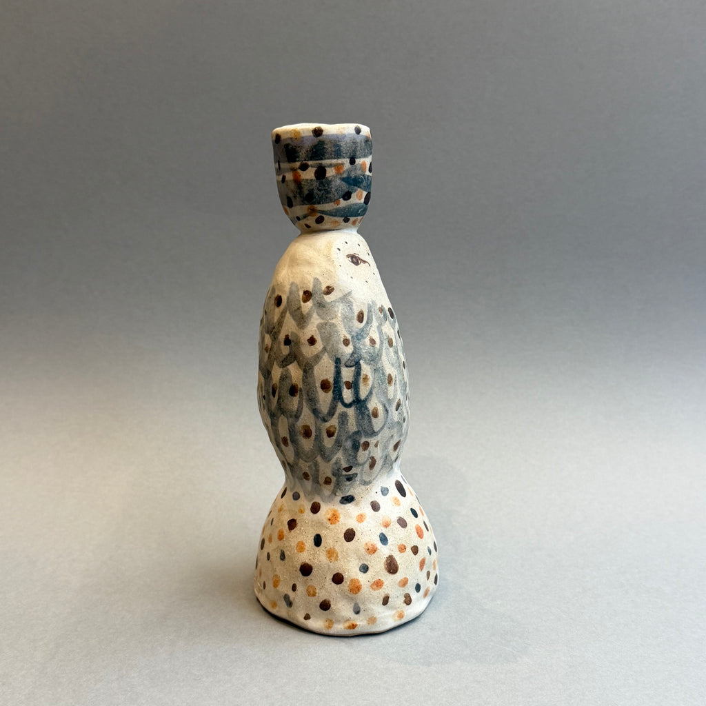 Stoneware Owl - Candle Holder - Tall #A