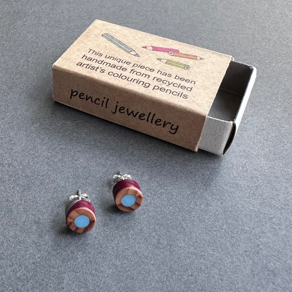 Pencil Stud Earrings - Light Blue