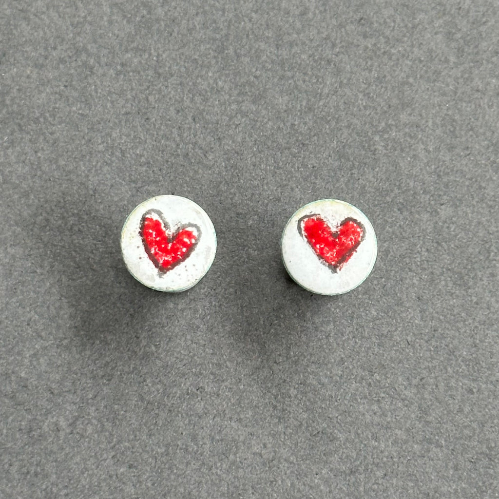 Earrings Red Heart Studs