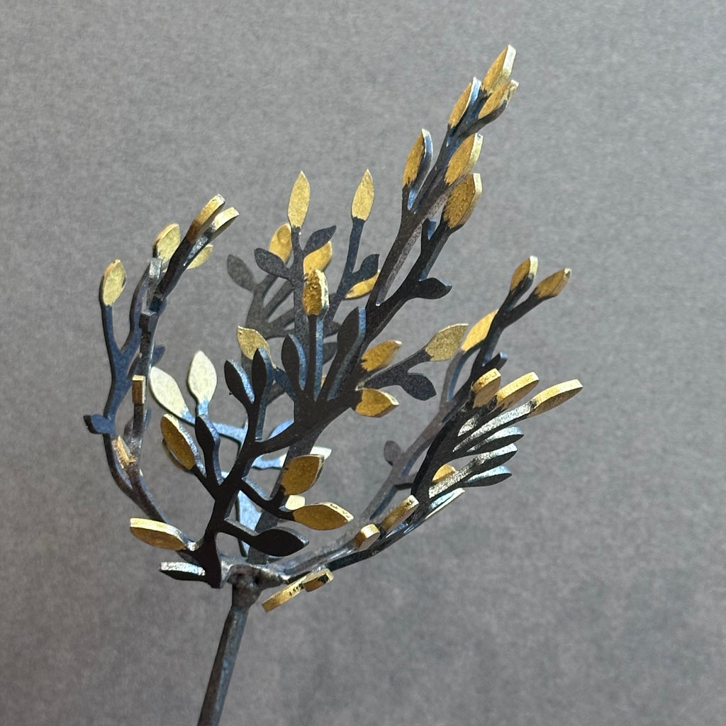 Sculpture - Sapling - Black with Gold Leaves