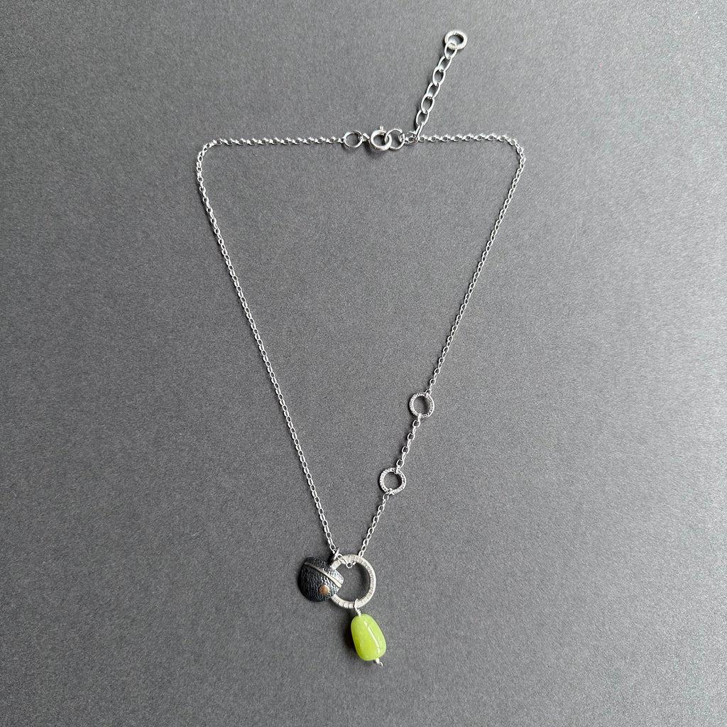 Bug Necklace - Oxidised Silver, Silver, Gold & Serpentine