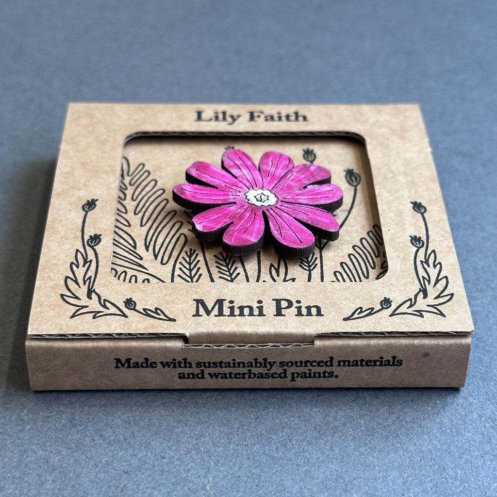 Mini Pin Brooch - Red Campion