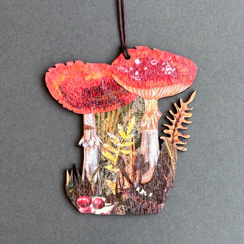 Wooden Decoration - Toadstools