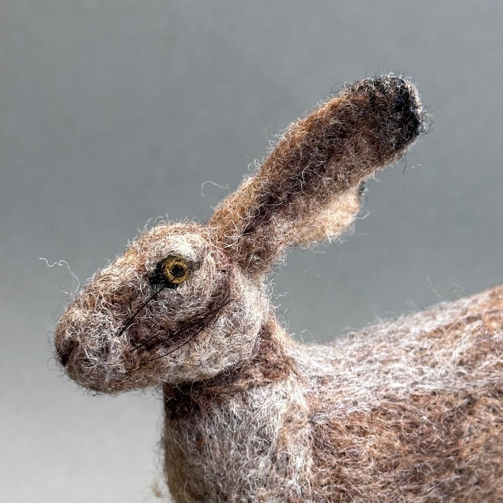 Needle Felted 'Running Hare' #C