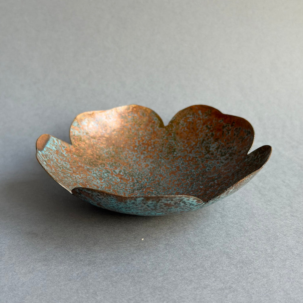 Patinated Copper Petal Dish - 10.5cm