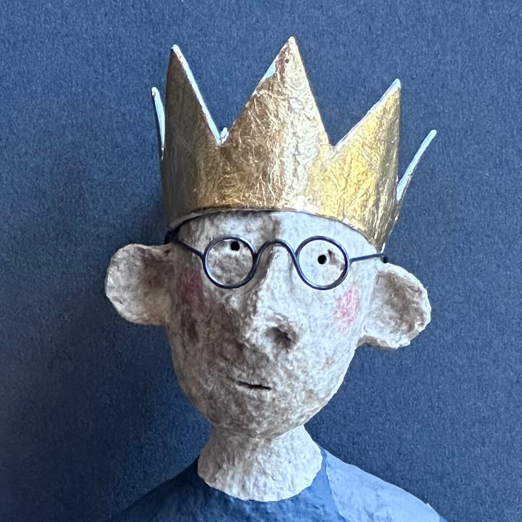 Paper Mache Sculpture - Henry the King with Spotty Top