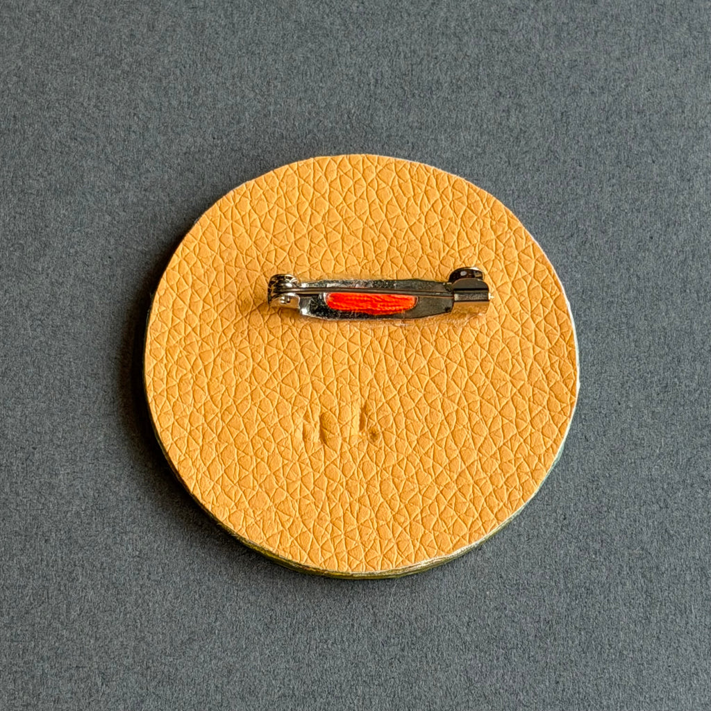 Hand-Painted Landscape Brooch - Round