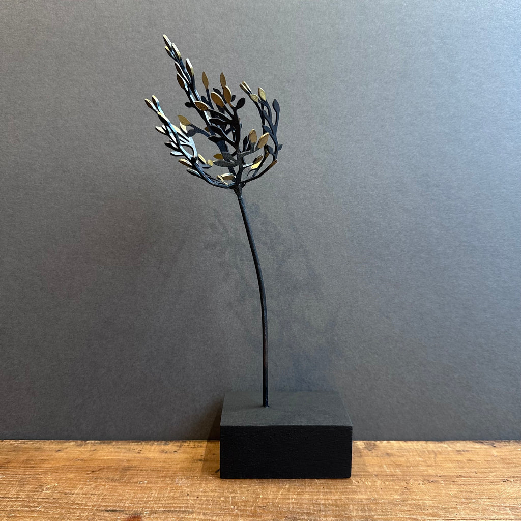 Sculpture - Sapling - Black with Gold Leaves