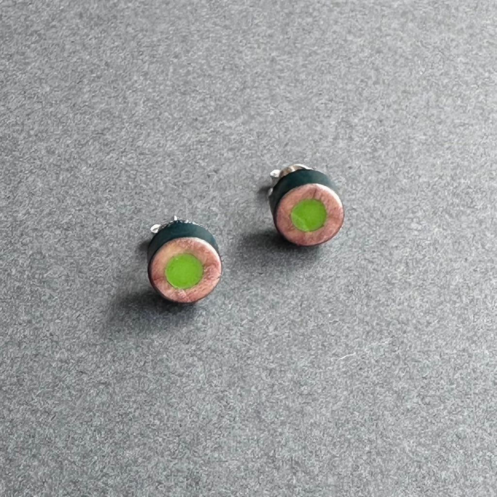 Pencil Stud Earrings - Lime Green