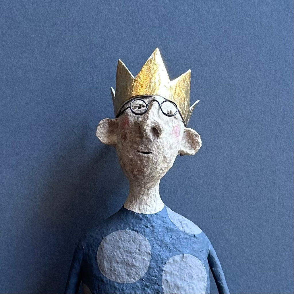Paper Mache Sculpture - Henry the King with Spotty Top