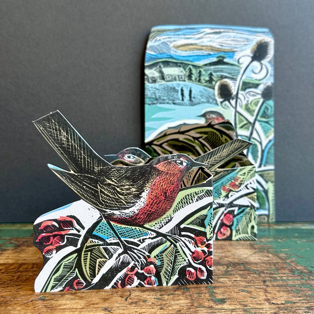Die-Cut Card - Angela Harding - Robins and Teasels