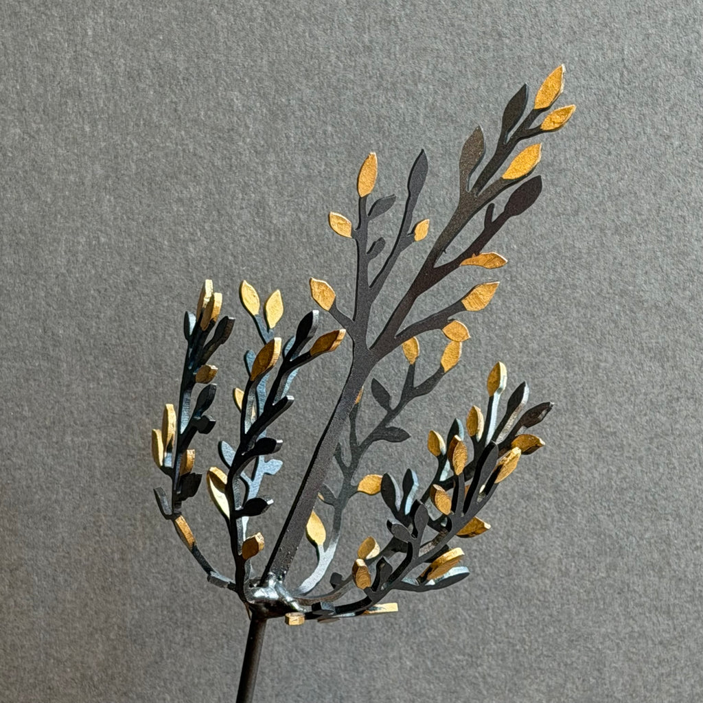 Sculpture - Sapling - Black with Gold Leaves