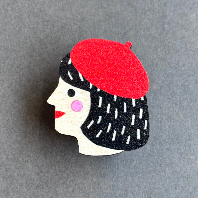 Wooden Pin Badge - Girl