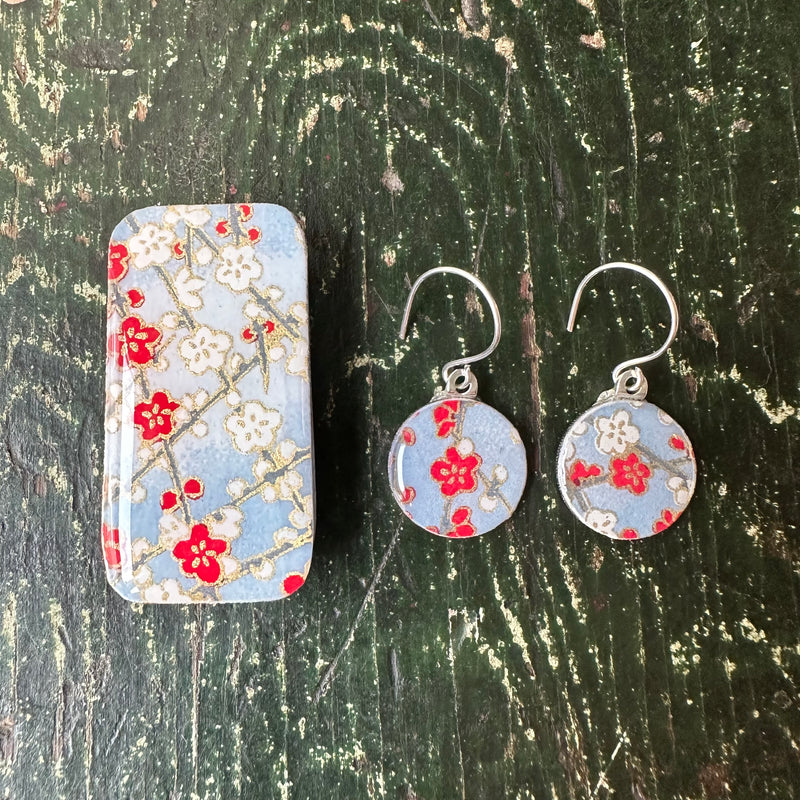 Sixpence Earrings & Teeny Tiny Tin Sky Blue Blossom