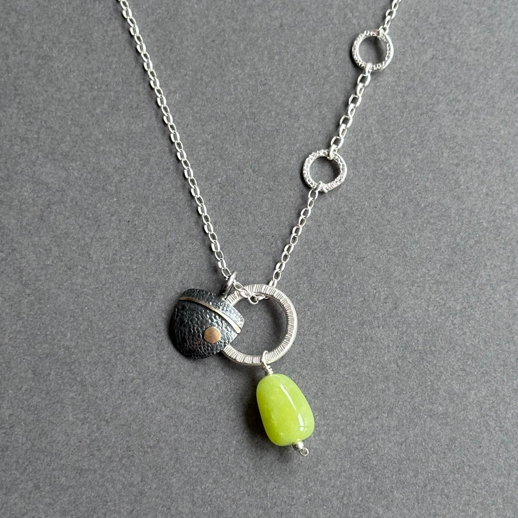 Bug Necklace - Oxidised Silver, Silver, Gold & Serpentine