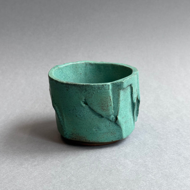 Kurinuki Tea Light Holder - Copper Oxide Glaze #G