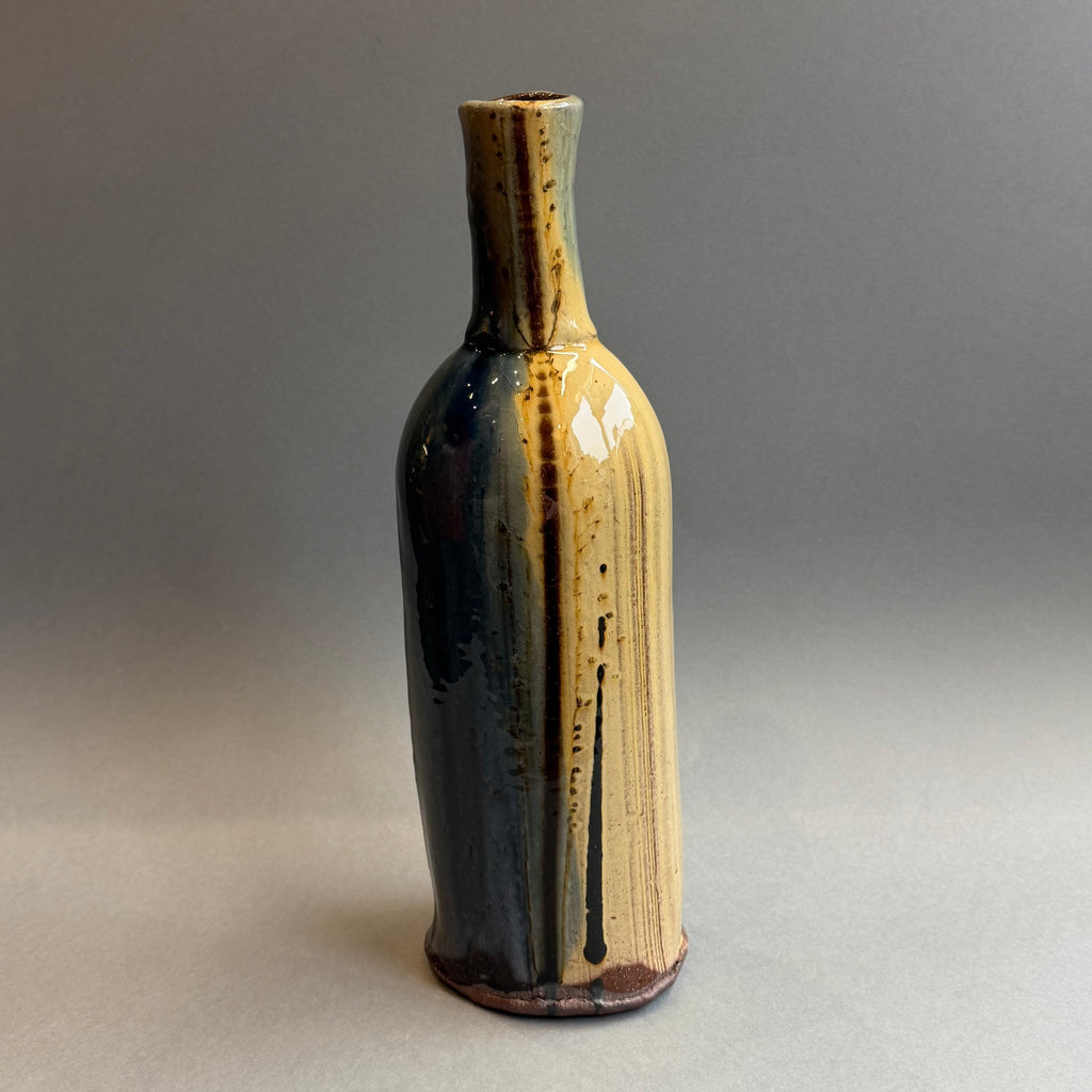Handmade Slipware - Bottle - Large - Blue/Cream