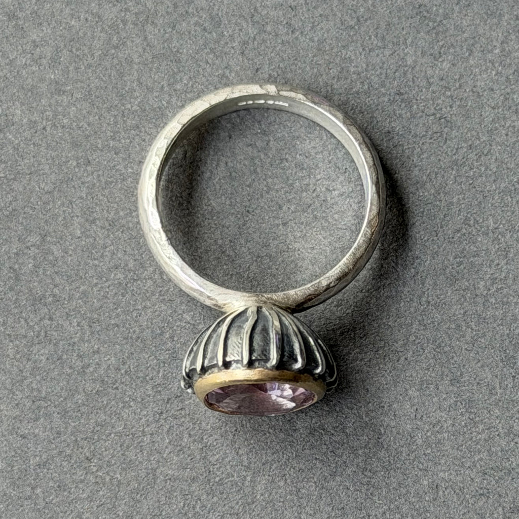 Ring - 10mm - Silver, Oxidised Silver, Gold & Purple Amethyst