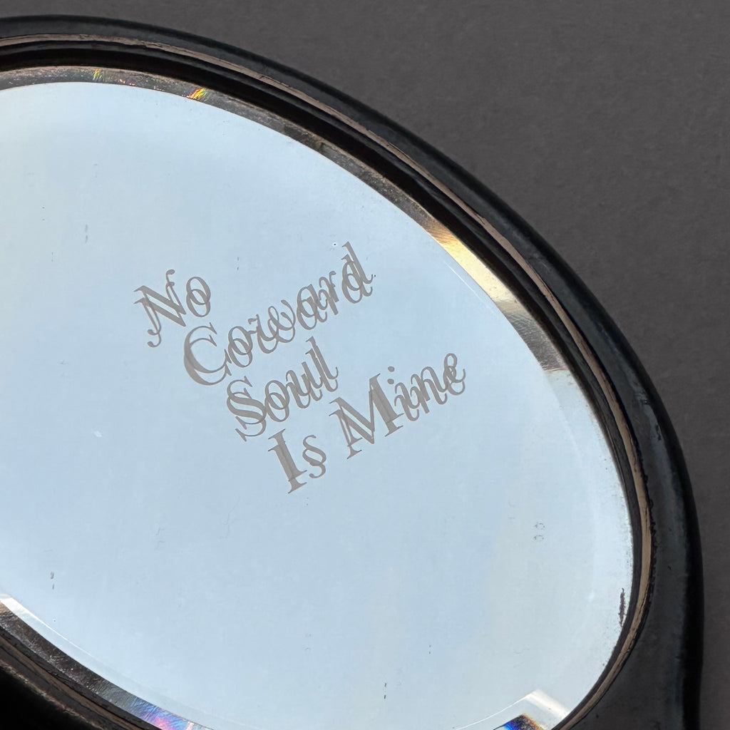 Etched Vintage Hand Mirror ‘No Coward Soul Is Mine’