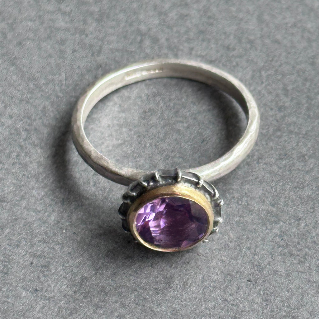 Ring - Silver, Gold & Amethyst