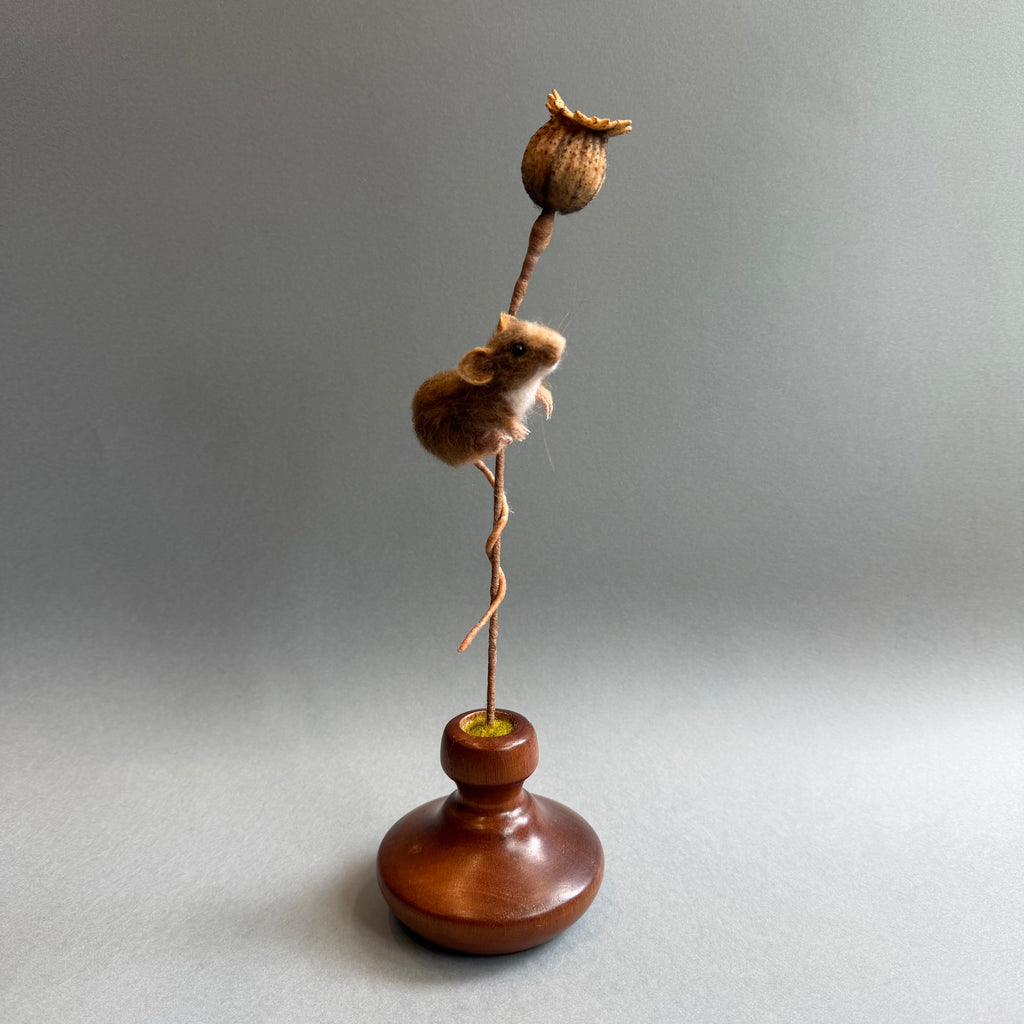 Needle Felted ‘Cordelia’ Mouse with Poppy Seedhead