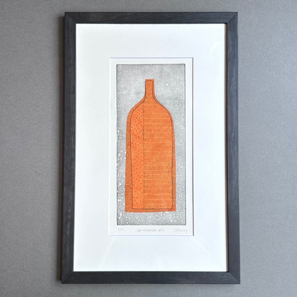 Etching - Conversation #5 - Orange - Framed