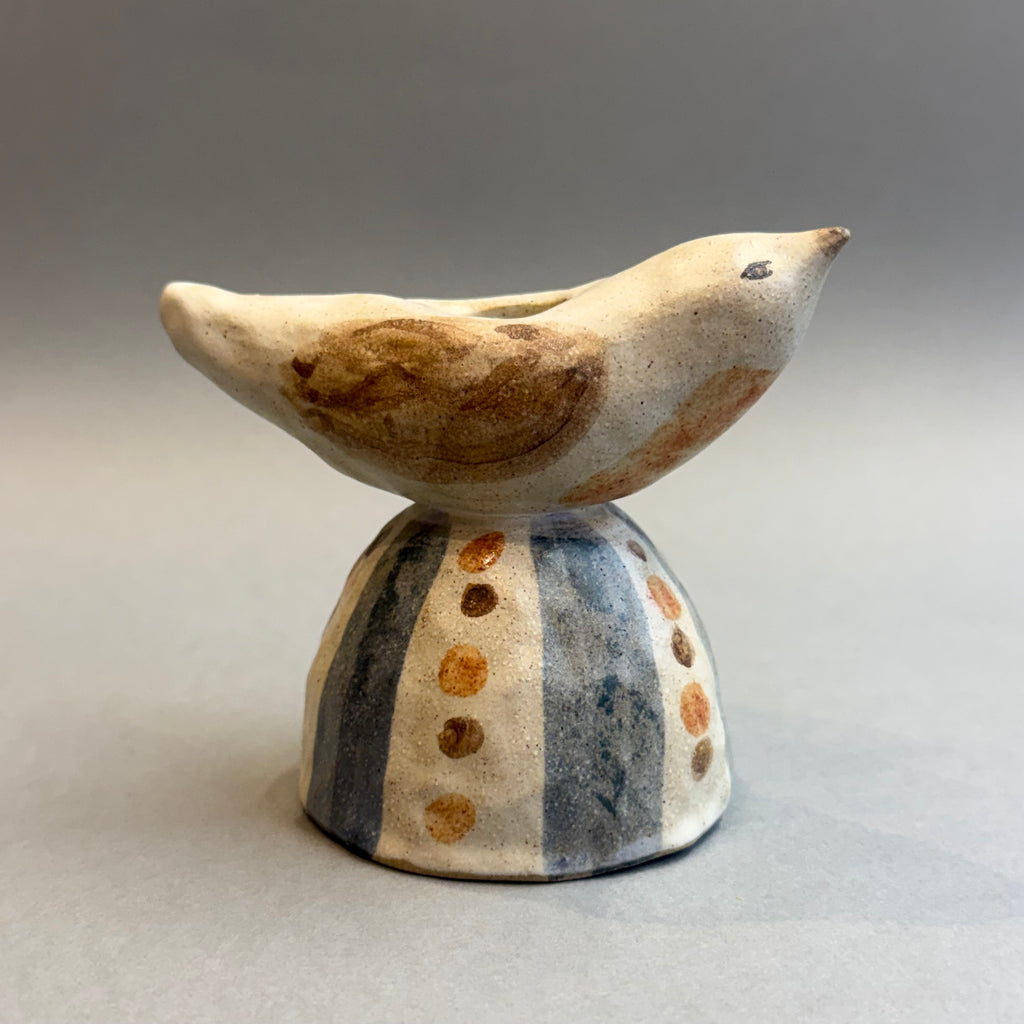 Stoneware Bird - Candle Holder - Small #C