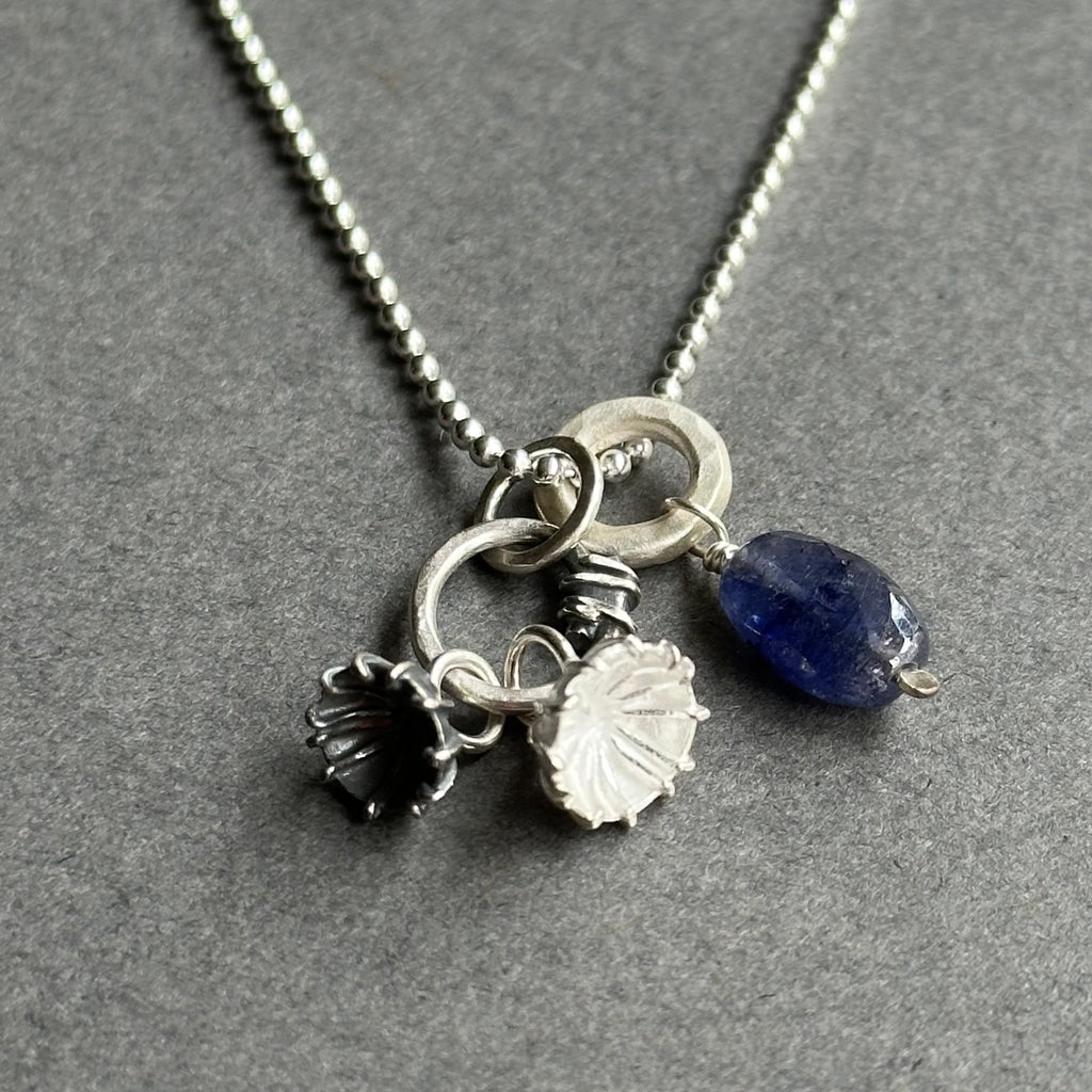 Poppy Seed Necklace - Silver & Blue Sapphire