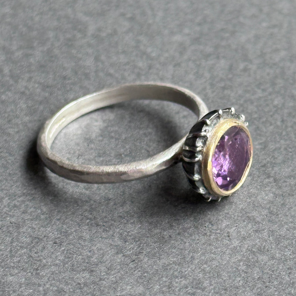 Ring - Silver, Gold & Amethyst